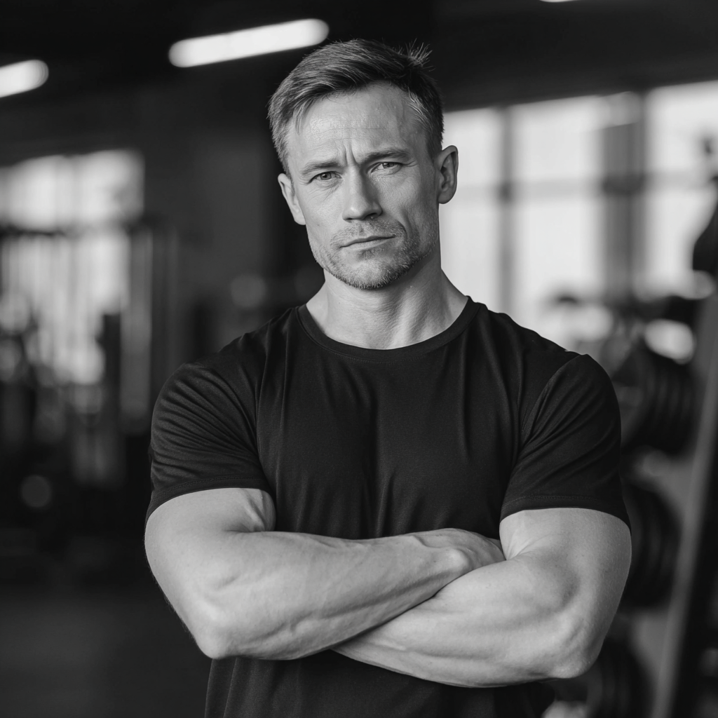 Чоловік тренується в спортзалі